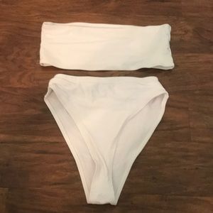 ZAFUL white Bandeau swimsuit. Highwasted bottoms